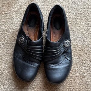 Clarks Black Leather Women's Shoes